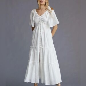 NWT! Anthropologie Tiered Maxi Dress in White size Small